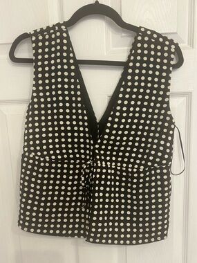 Abercrombie & Fitch Black and White Polka Dot V-Neck Camisole